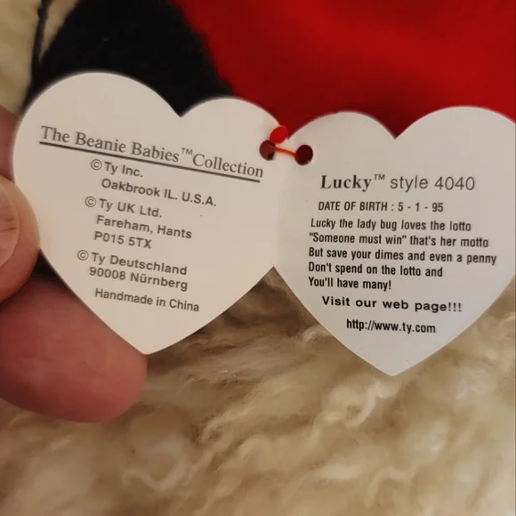 Ty Beanie Baby Lucky Ladybug BUDDY style 4040 Color Red/Black Size 6"X6" NWT - Picture 5 of 9